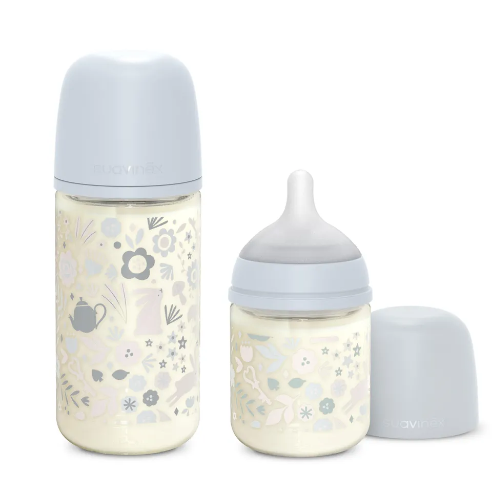 suavinex-pack-biberons-en-verre-wonderland-bleu-120-ml-d-bit-lent-s-240-ml-d-bit image 1