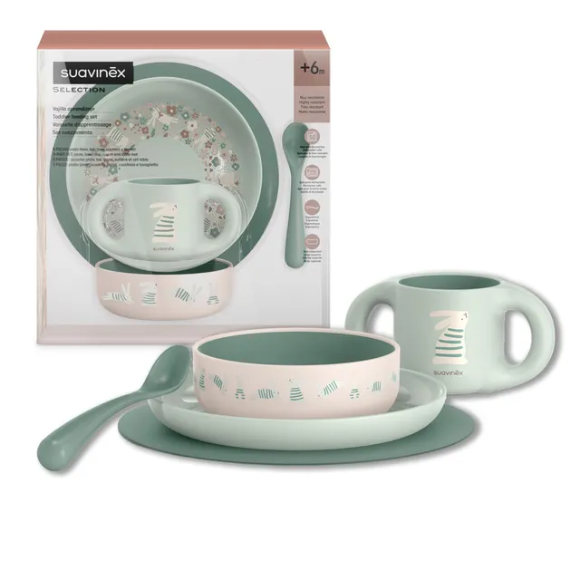 suavinex-set-vaisselle-b-b-hygge-5-pi-ces-assiette-bol-tasse-200-ml-cuill-re-nap image 1