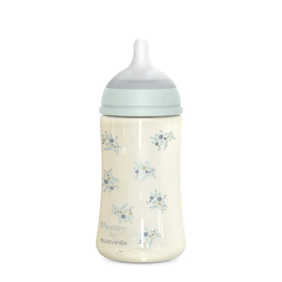 suavinex-poetry-biberon-270-ml-t-tine-sym-trique-sx-pro-silicone-d-bit-moyen-m-v image 1