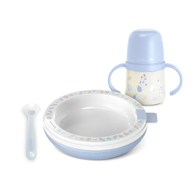 suavinex-kit-vaisselle-b-b-wild-free-bleu-assiette-thermique-430-ml-tasse-d-appr image 1