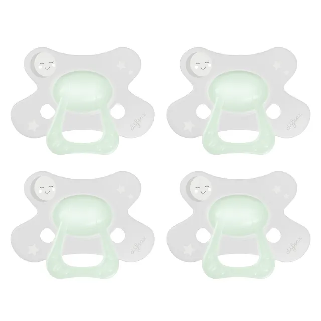 difrax-fopspeen-natural-18-maanden-glow-in-the-dark-lot-de-4-sucettes-silicones- image 1