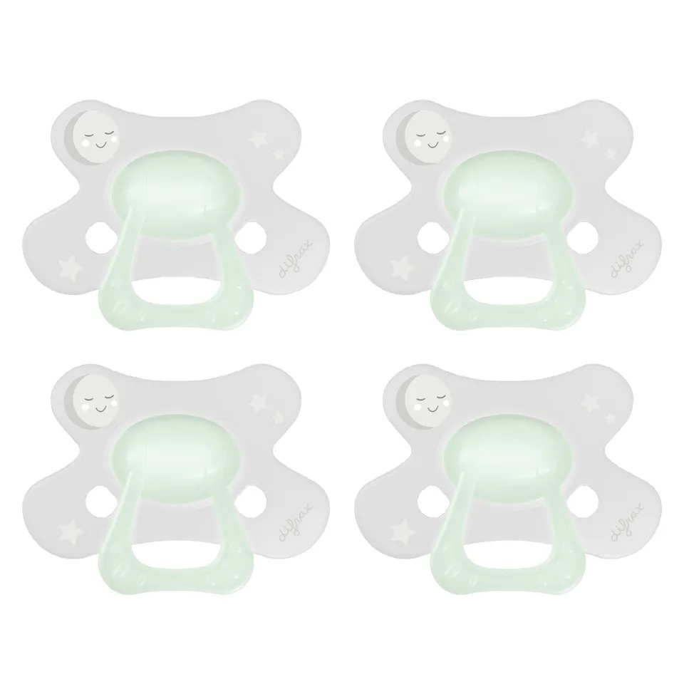 difrax-fopspeen-natural-18-maanden-glow-in-the-dark-lot-de-4-sucettes-silicones- image 1