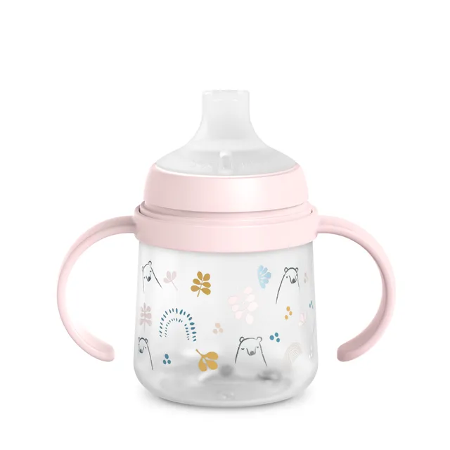 suavinex-biberon-anses-bears-rose-150-ml-tasse-apprentissage-bec-souple-silicone image 1