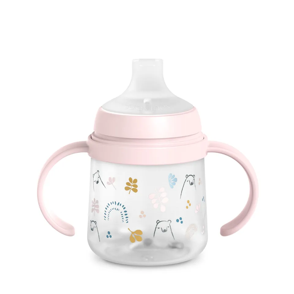 suavinex-biberon-anses-bears-rose-150-ml-tasse-apprentissage-bec-souple-silicone image 1