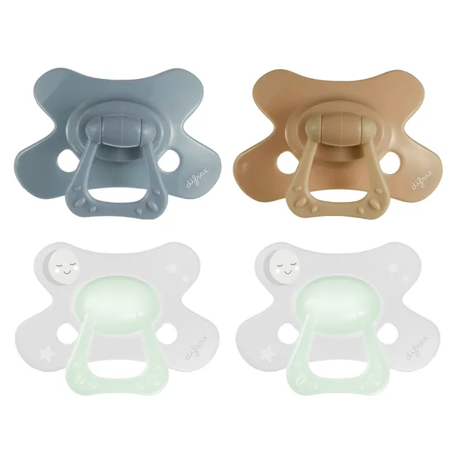 difrax-fopspeen-natural-6m-pure-et-glow-in-the-dark-stone-caramel-lot-de-4-sucet image 1