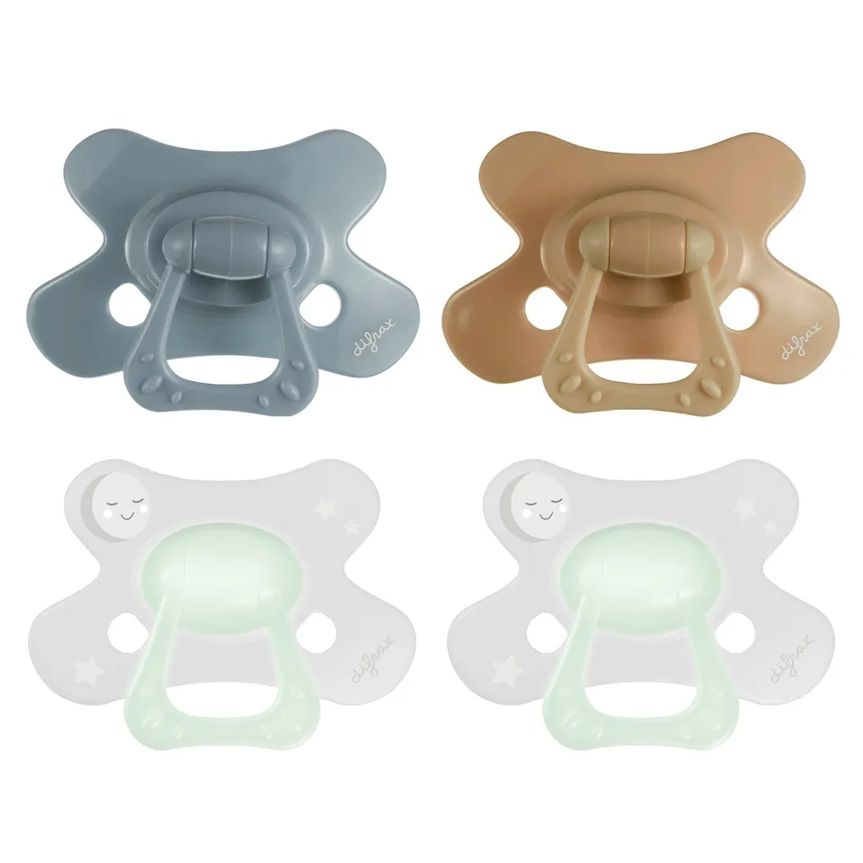 difrax-fopspeen-natural-6m-pure-et-glow-in-the-dark-stone-caramel-lot-de-4-sucet image 1