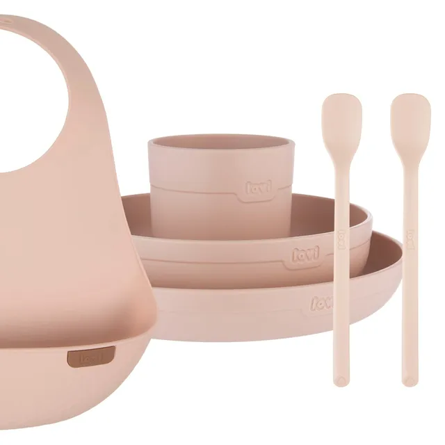 difrax-set-repas-boisson-b-b-nude-assiette-bol-verre-ouvert-cuill-res-d-alimenta image 1