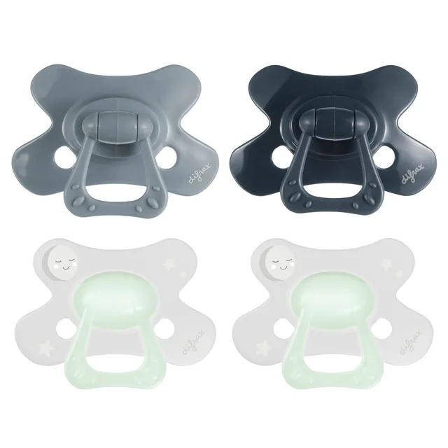 difrax-fopspeen-natural-18m-lot-de-4-t-tines-pure-glow-en-silicone-stone-blackbe image 1