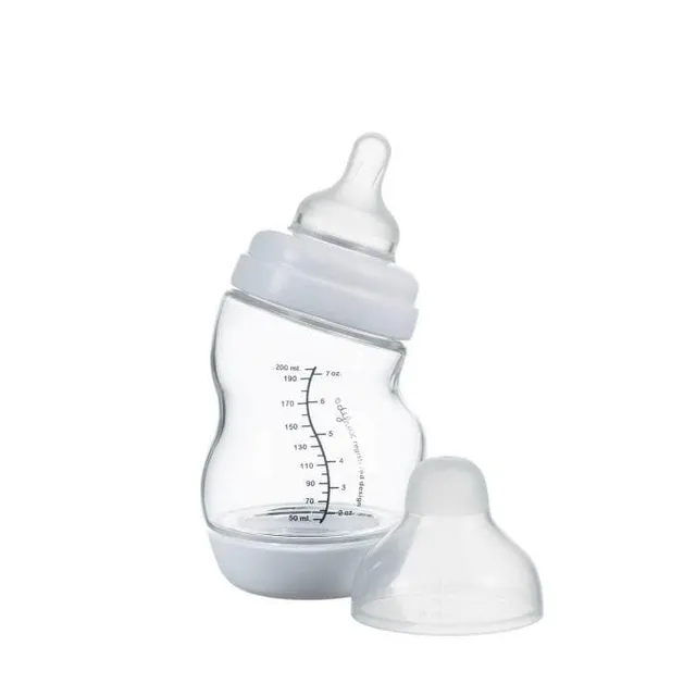difrax-biberon-en-verre-s-wide-anti-colique-200-ml-blanc-borosilicate image 1