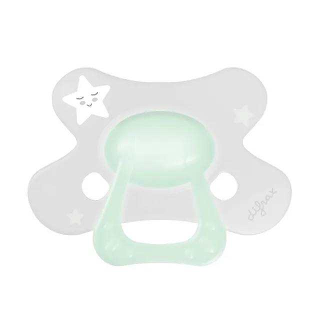 difrax-fopspeen-natural-12-mois-glow-in-the-dark-sucette-phosphorescente-sym-tri image 1