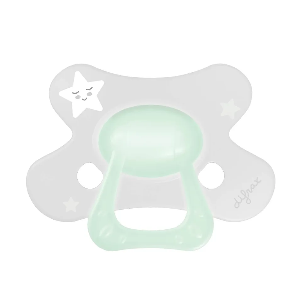 difrax-fopspeen-natural-12-mois-glow-in-the-dark-sucette-phosphorescente-sym-tri image 1