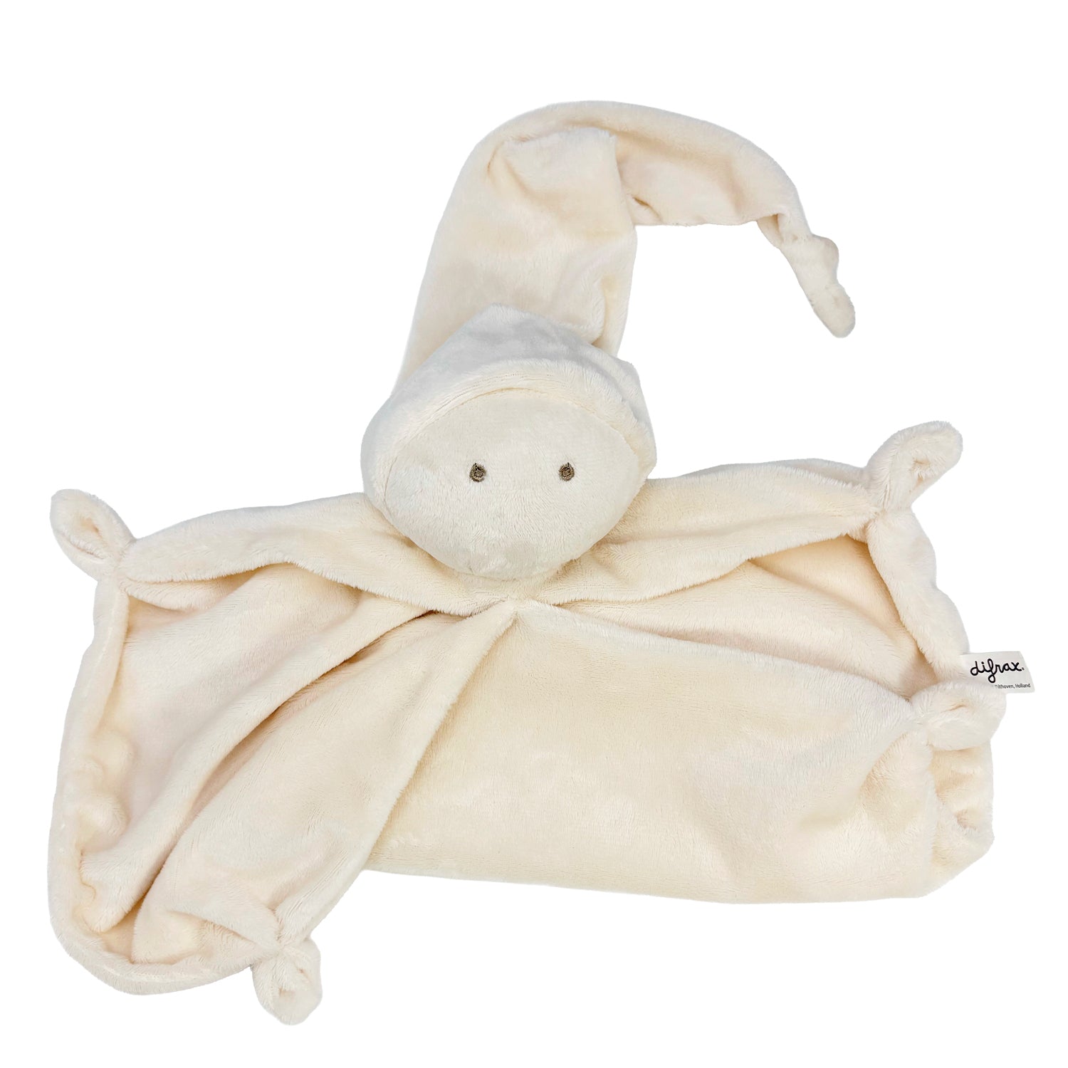 difrax-knuffeldoek-soft-doudou-en-peluche-ultra-douce-avec-bonnet-pointu-d-s-la- image 1