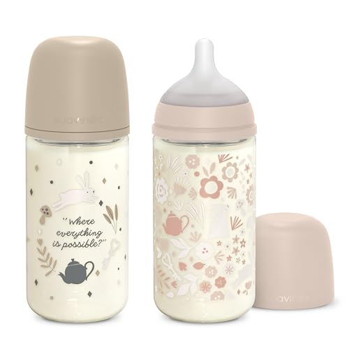suavinex-pack-2-biberons-en-verre-240-ml-wonderland-rose-beige-t-tine-sx-pro-sil image 8