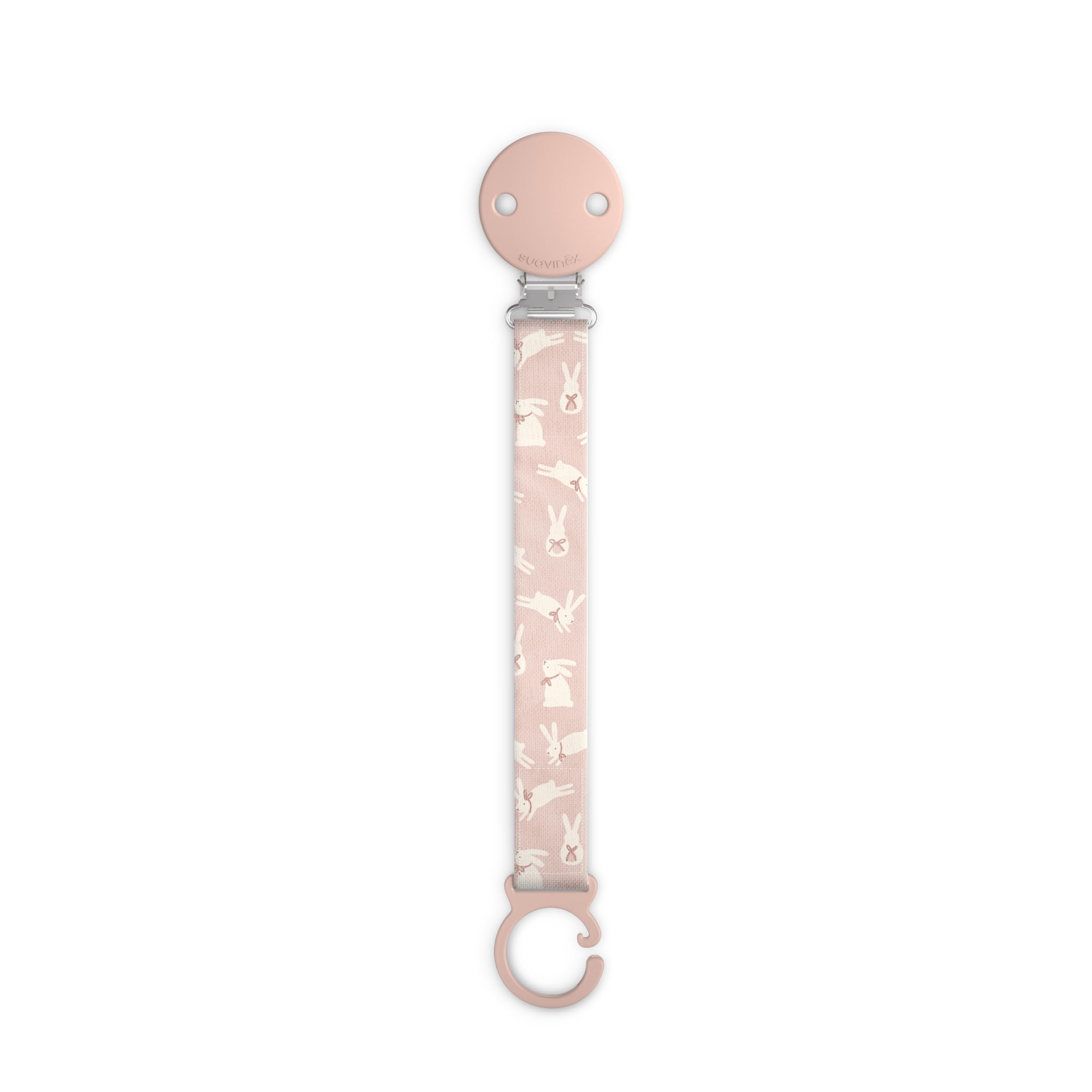 suavinex-attache-sucette-en-tissu-wonderland-rose-lapin-cha-ne-r-versible-avec-c image 1
