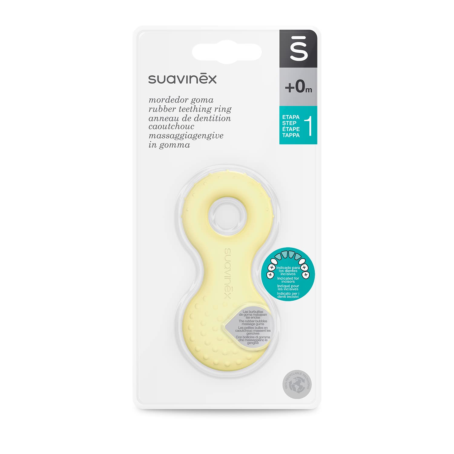 suavinex-anneau-de-dentition-en-gomme-tape-1-0-mois-jaune-pour-incisives image 2