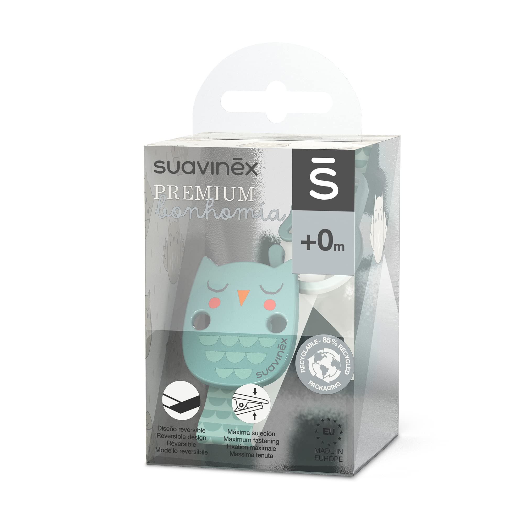 suavinex-bonhomia-attache-sucette-ruban-textile-r-versible-avec-clip-chouette-ve image 2