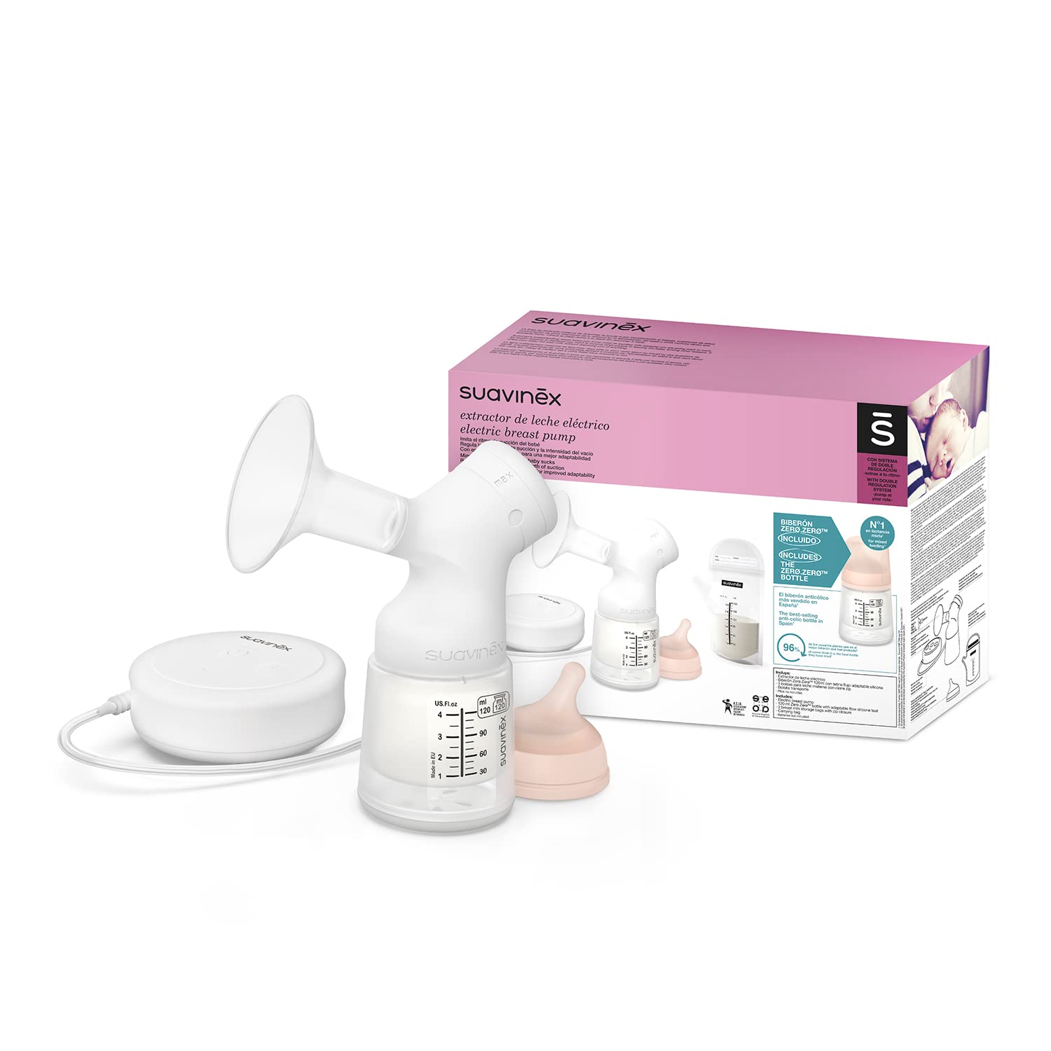 suavinex-tire-lait-lectrique-syst-me-de-double-r-gulation-inclut-biberon-anti-co image 2