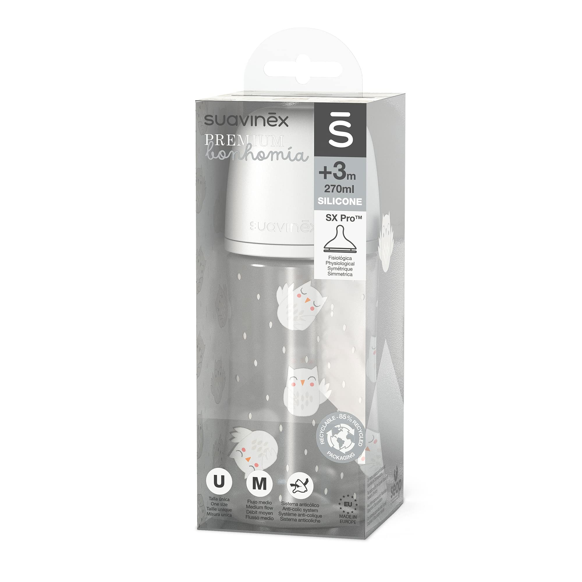 suavinex-biberon-bonhomia-270-ml-avec-t-tine-sym-trique-sx-pro-silicone-d-bit-mo-2 image 3