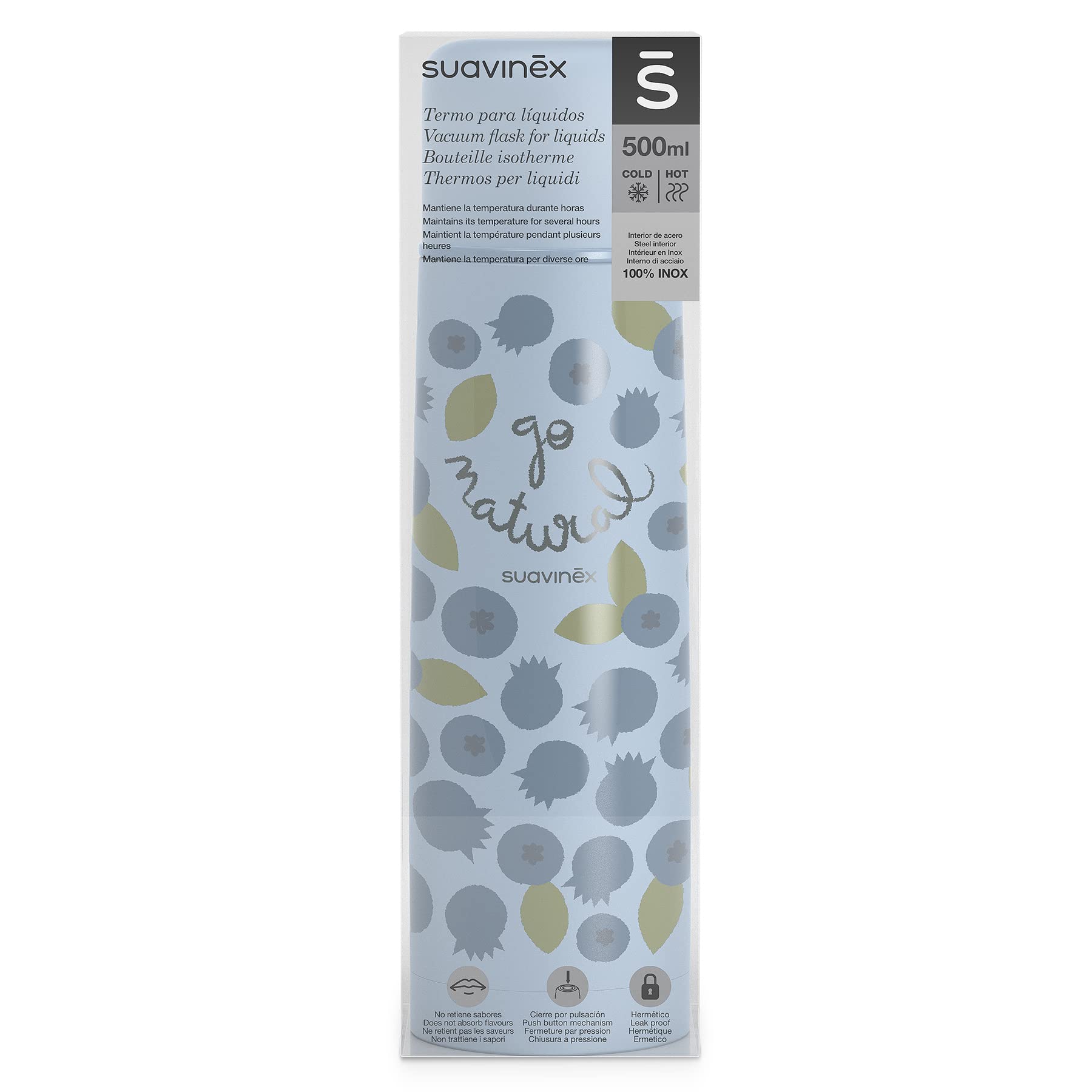 suavinex-bouteille-isotherme-b-b-500-ml-100-inox-chaud-froid-6-heures-herm-tique image 2
