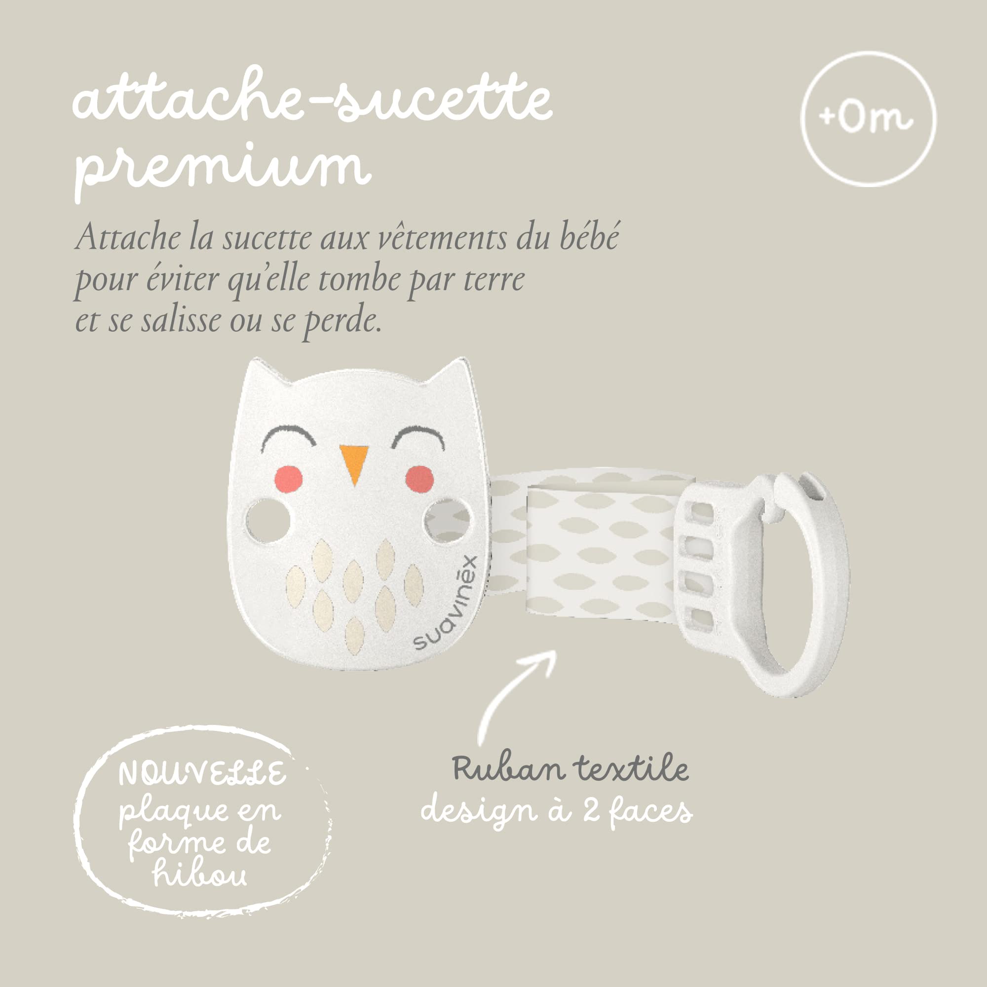suavinex-bonhomia-attache-sucette-ruban-textile-r-versible-avec-clip-chouette-ve image 3