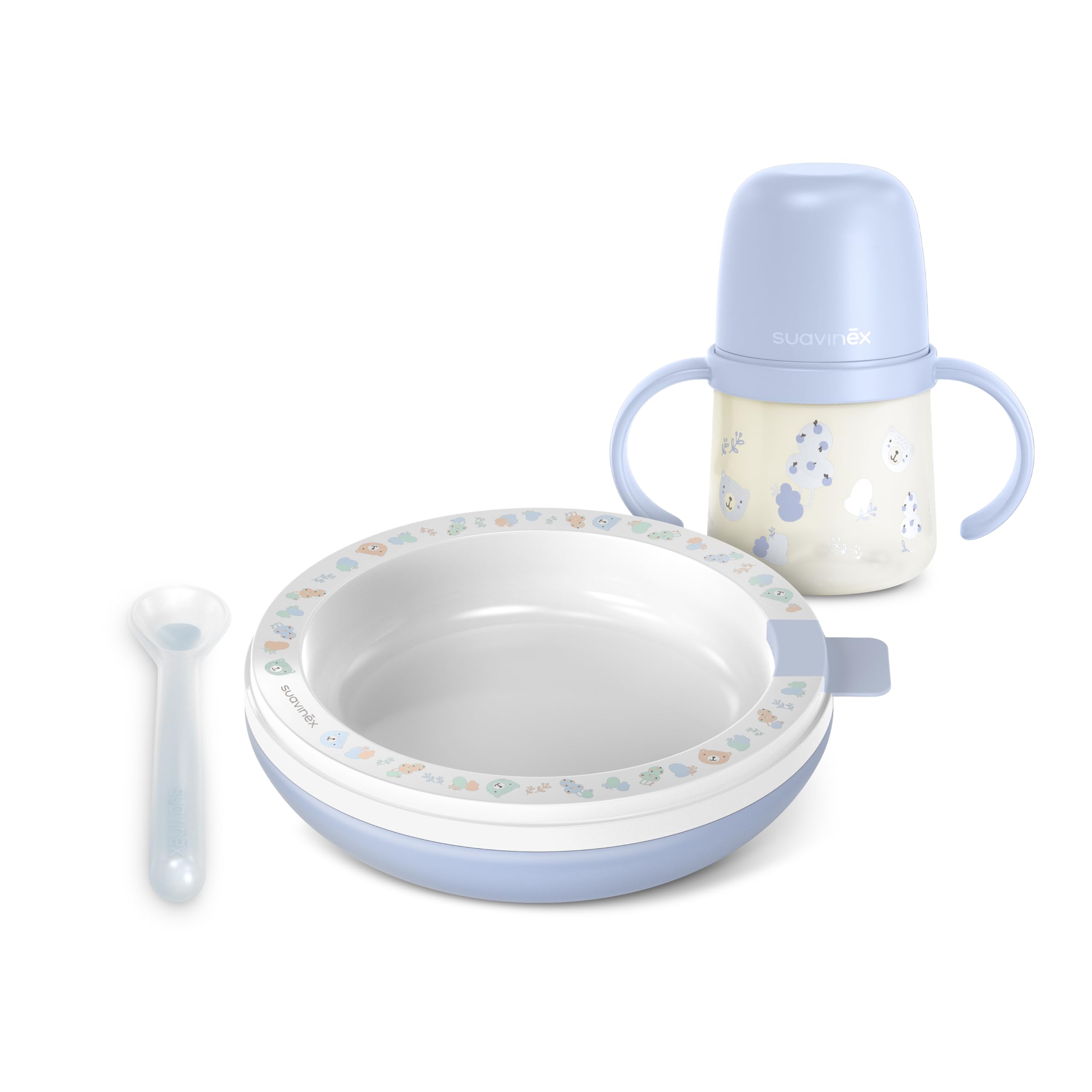suavinex-kit-vaisselle-b-b-wild-free-bleu-assiette-thermique-430-ml-tasse-d-appr image 1