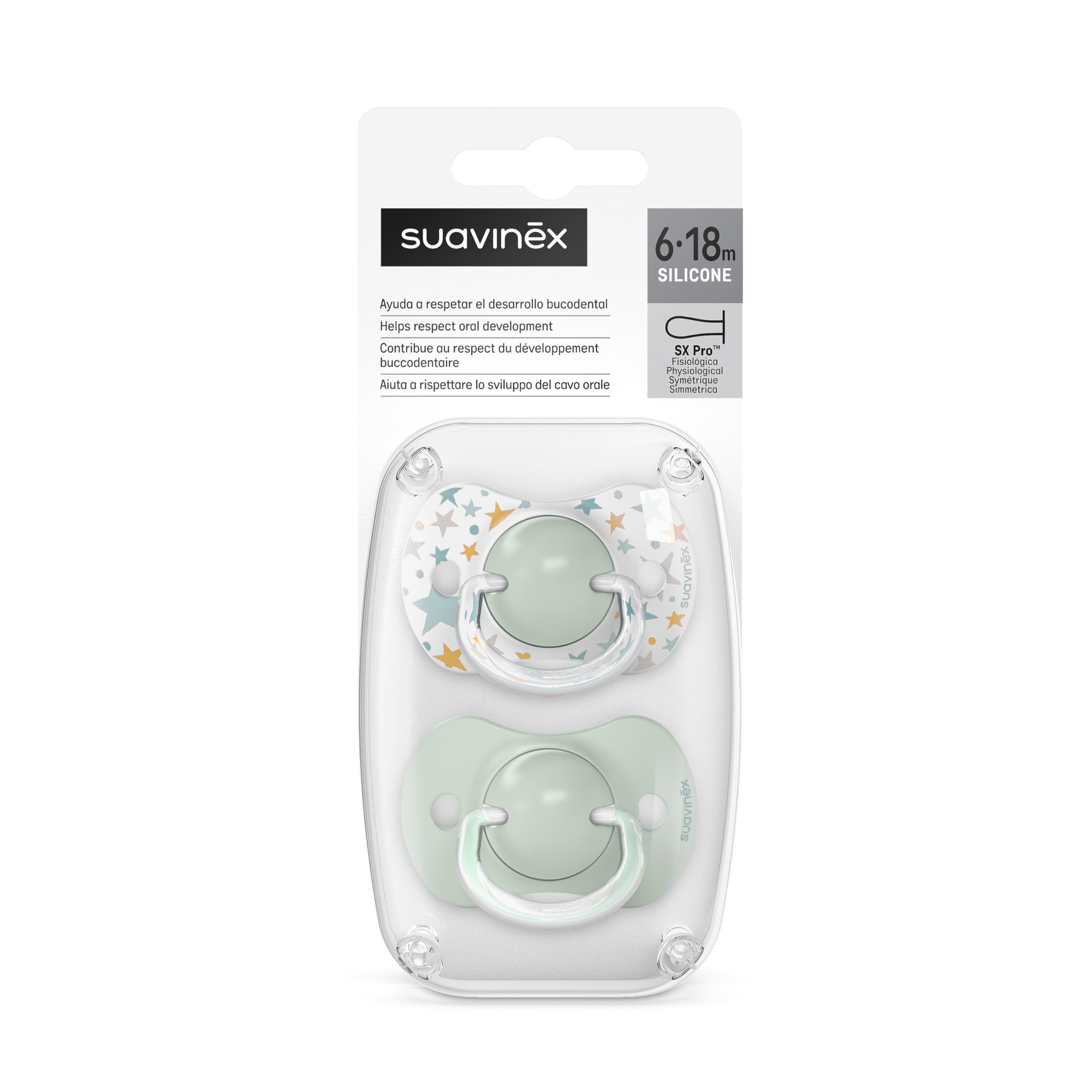 suavinex-lot-2-sucettes-sym-trique-sx-pro-6-18-mois-t-tine-silicone-ultra-plate- image 3