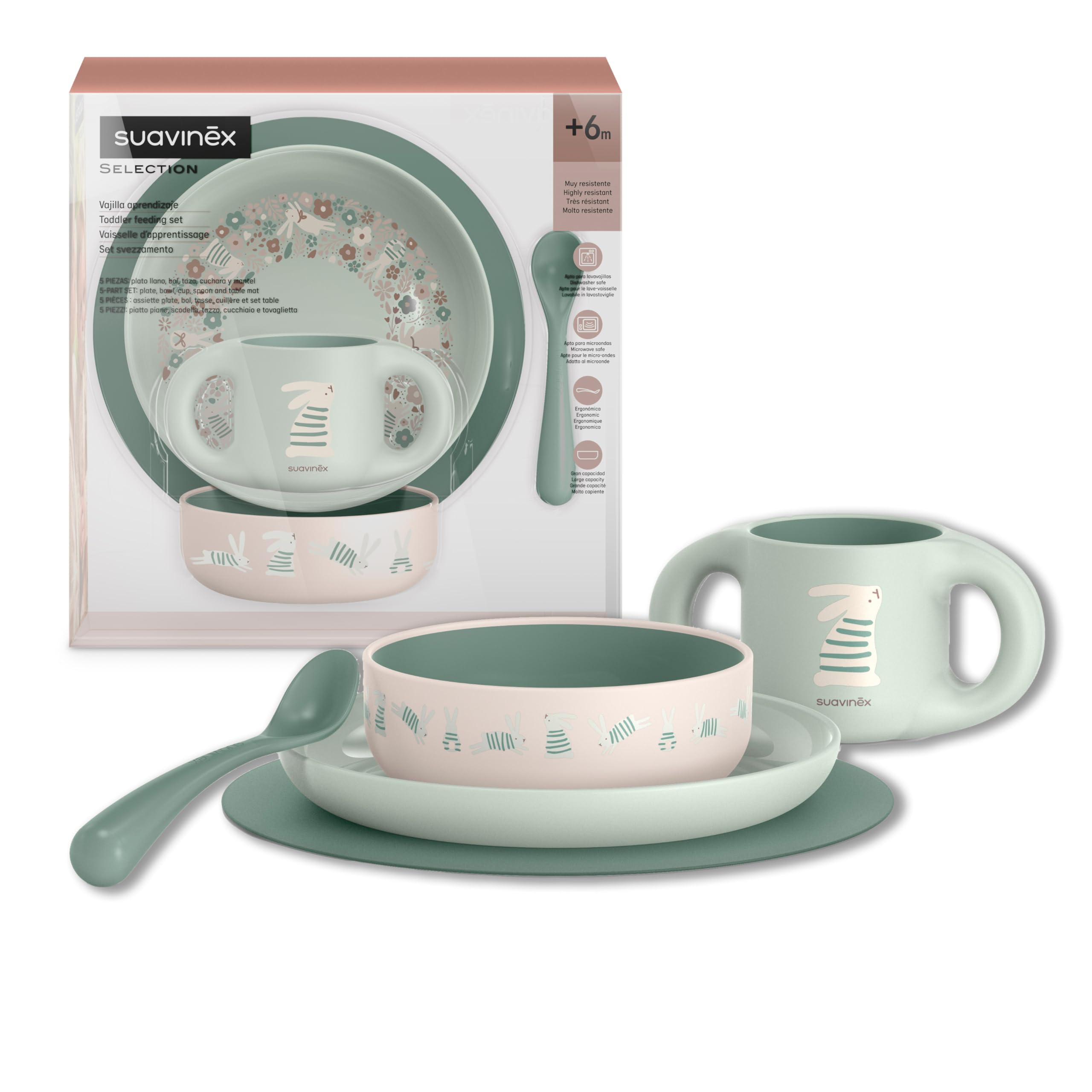 suavinex-set-vaisselle-b-b-hygge-5-pi-ces-assiette-bol-tasse-200-ml-cuill-re-nap image 1