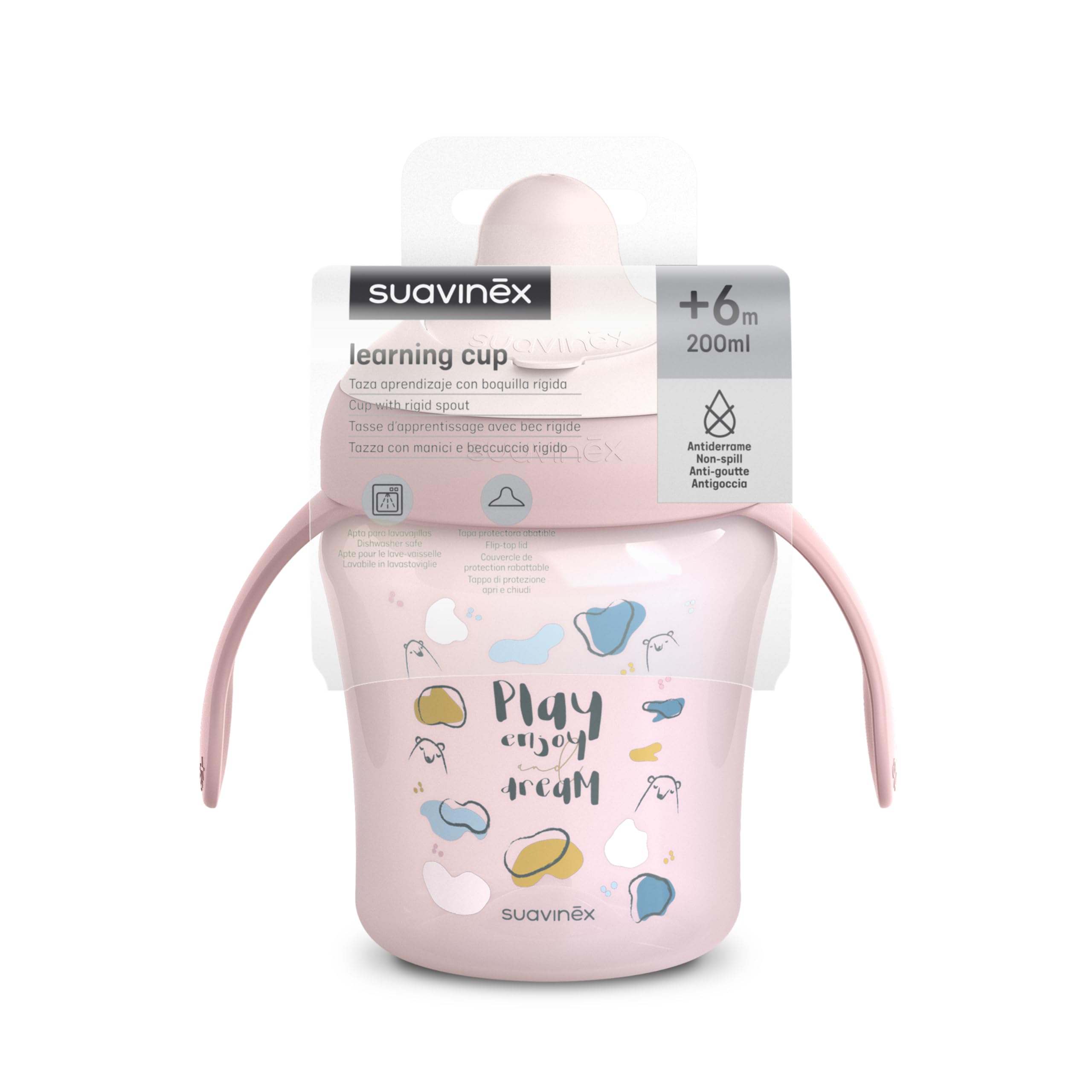 suavinex-tasse-apprentissage-bec-rigide-anti-r-page-200-ml-bears-rose-gobelet-b- image 2
