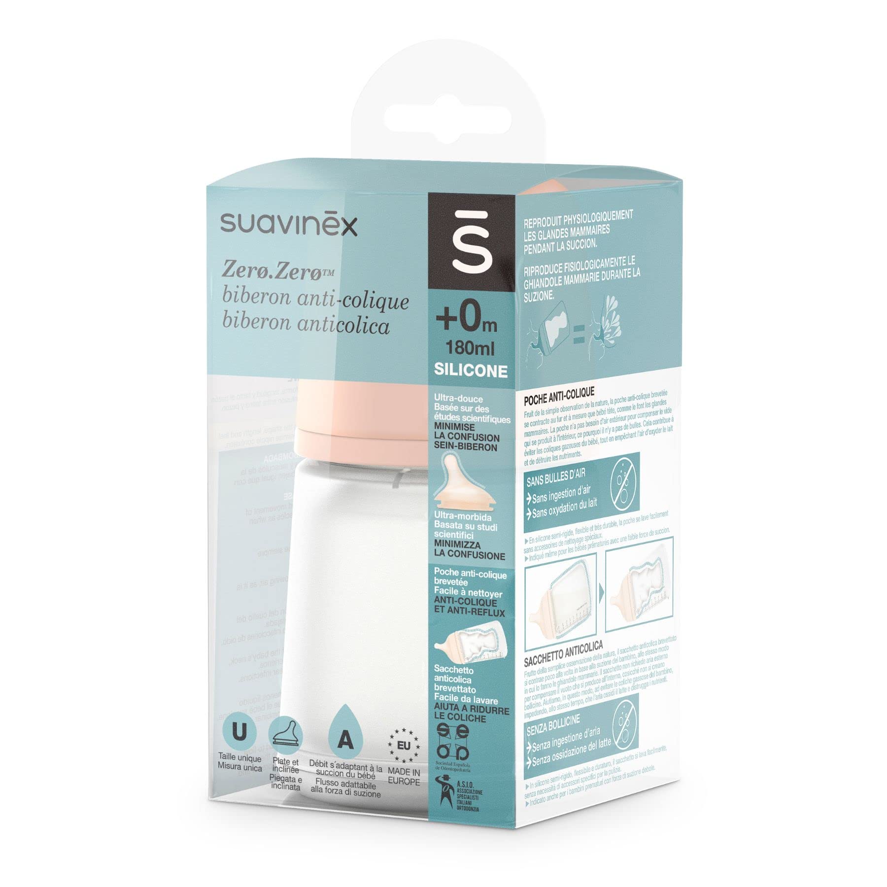 suavinex-biberon-anti-colique-zero-zero-180-ml-avec-t-tine-allaitement-a-0-mois- image 2