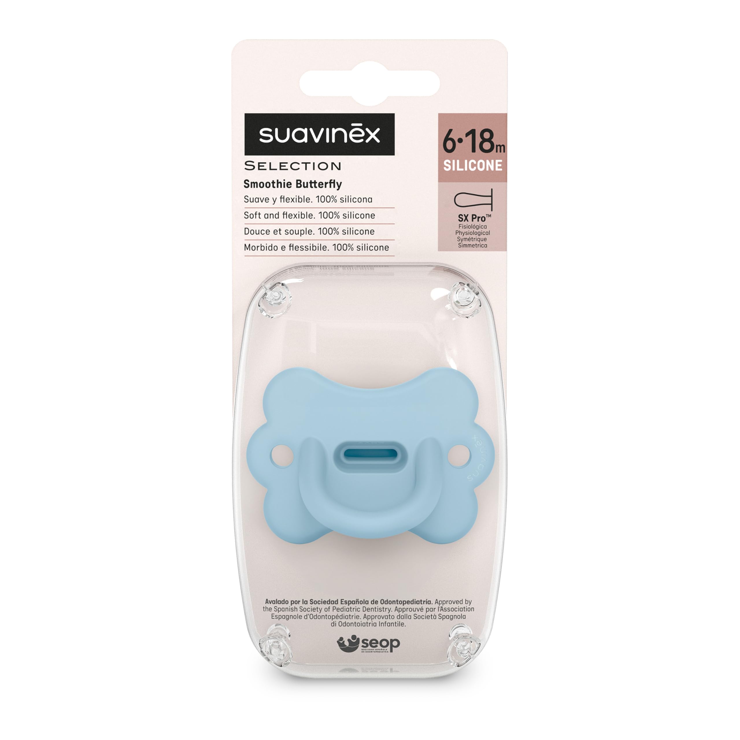 suavinex-sucette-butterfly-tout-silicone-sx-pro-6-18-mois-r-versible-ultra-douce image 4
