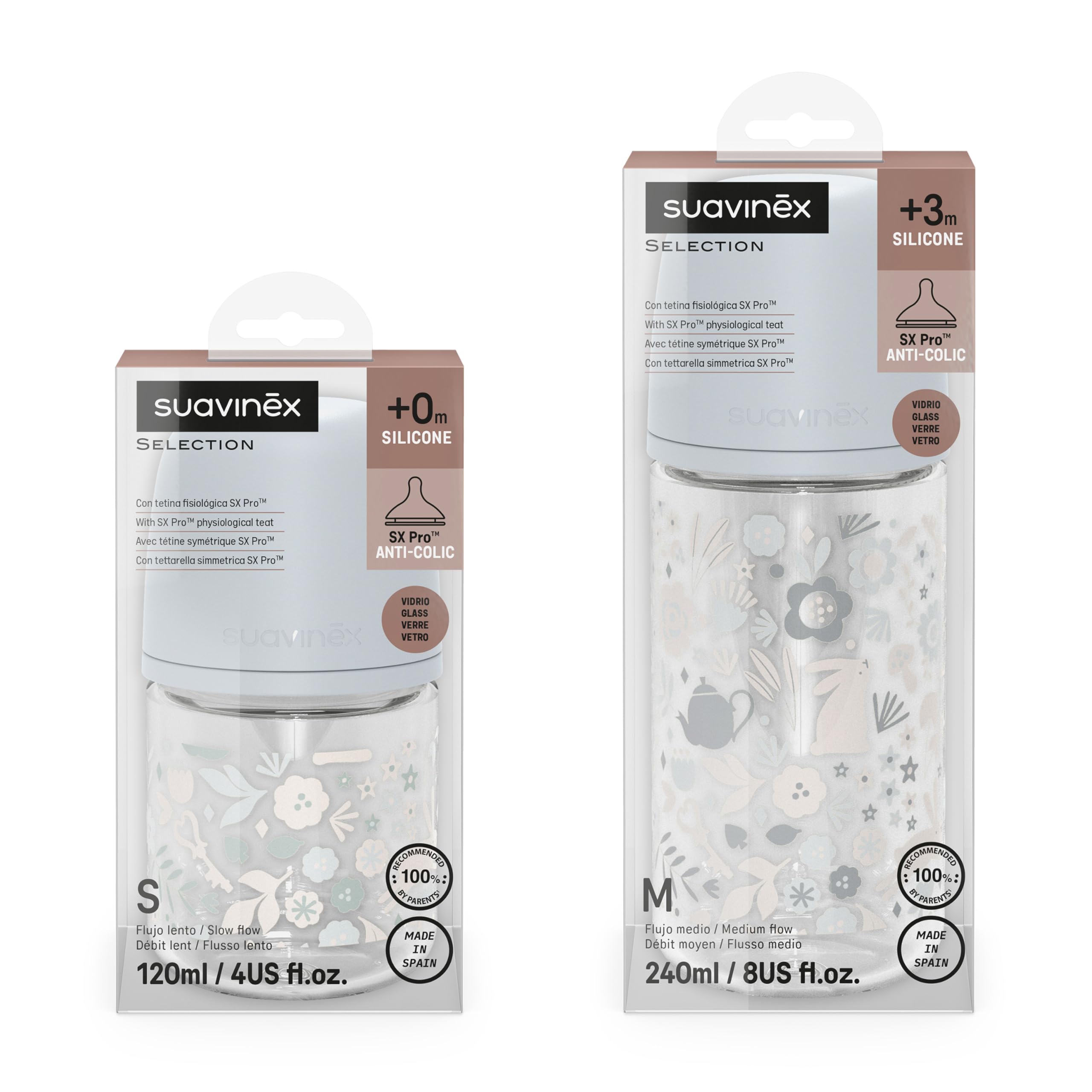 suavinex-pack-biberons-en-verre-wonderland-bleu-120-ml-d-bit-lent-s-240-ml-d-bit image 2