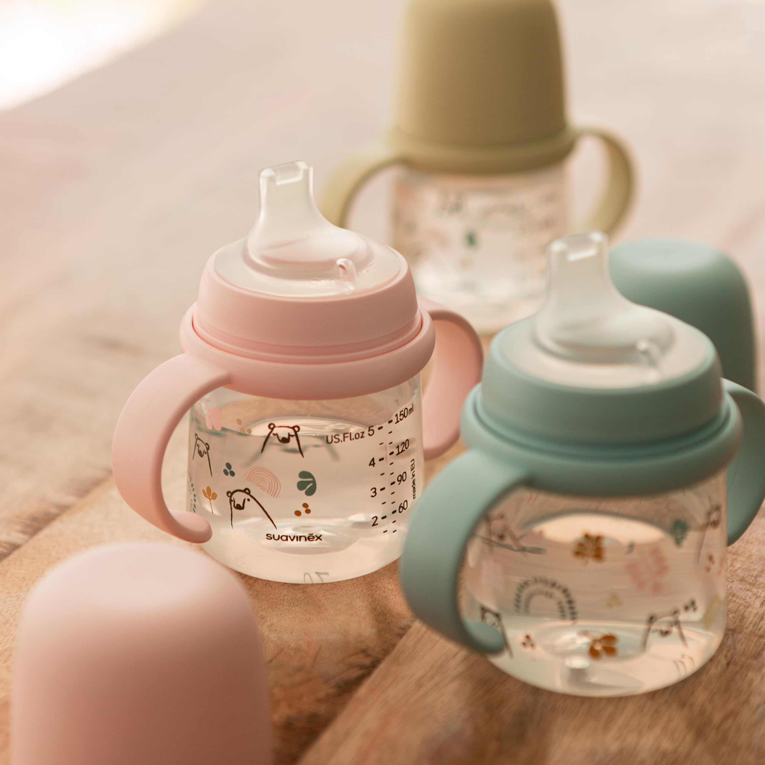 suavinex-biberon-anses-bears-rose-150-ml-tasse-apprentissage-bec-souple-silicone image 3