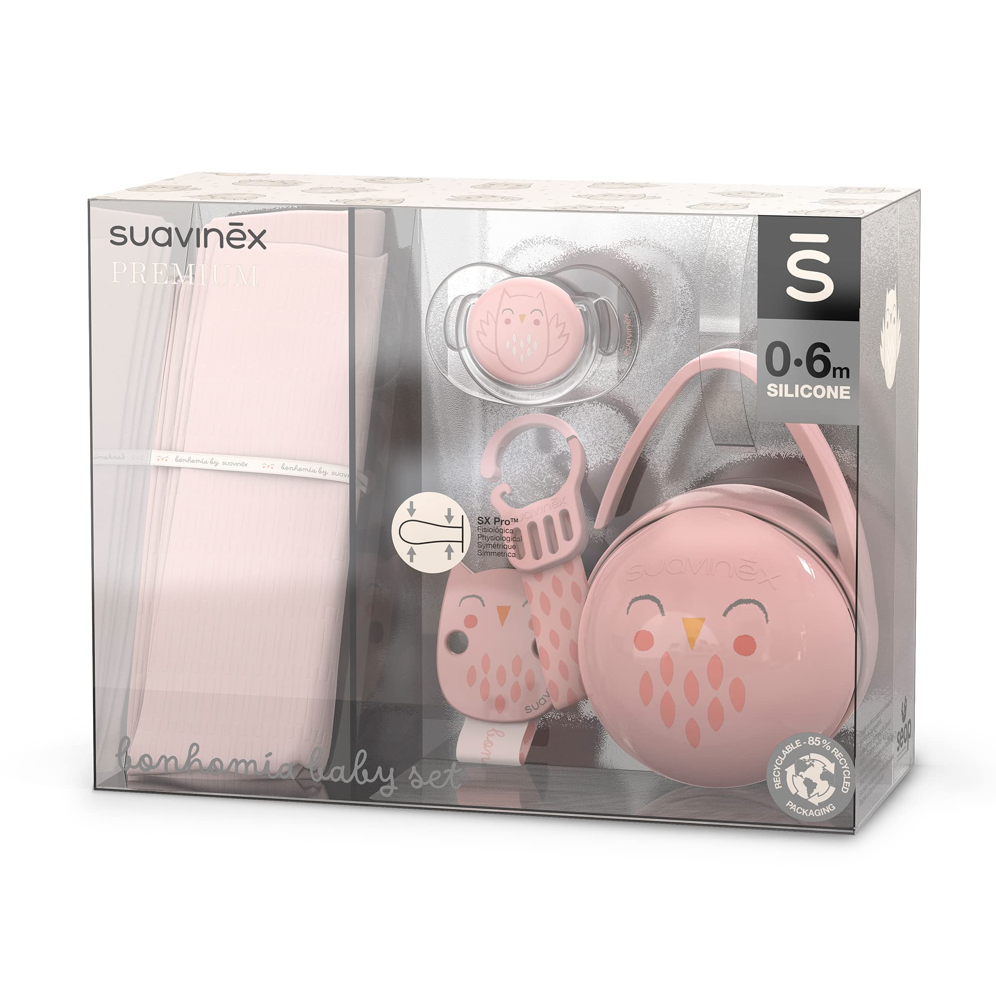 suavinex-coffret-cadeau-naissance-bonhomia-rose-mousseline-de-coton-sucette-sx-p image 1