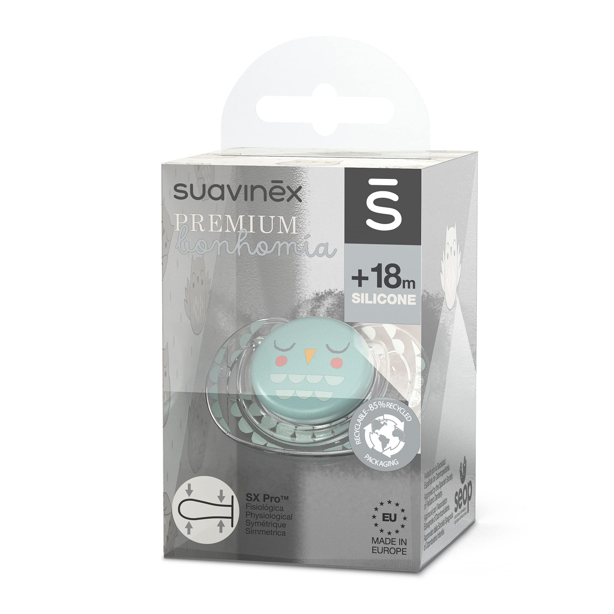 suavinex-bonhomia-sucette-sx-pro-sym-trique-silicone-ultra-plate-r-versible-vert image 5