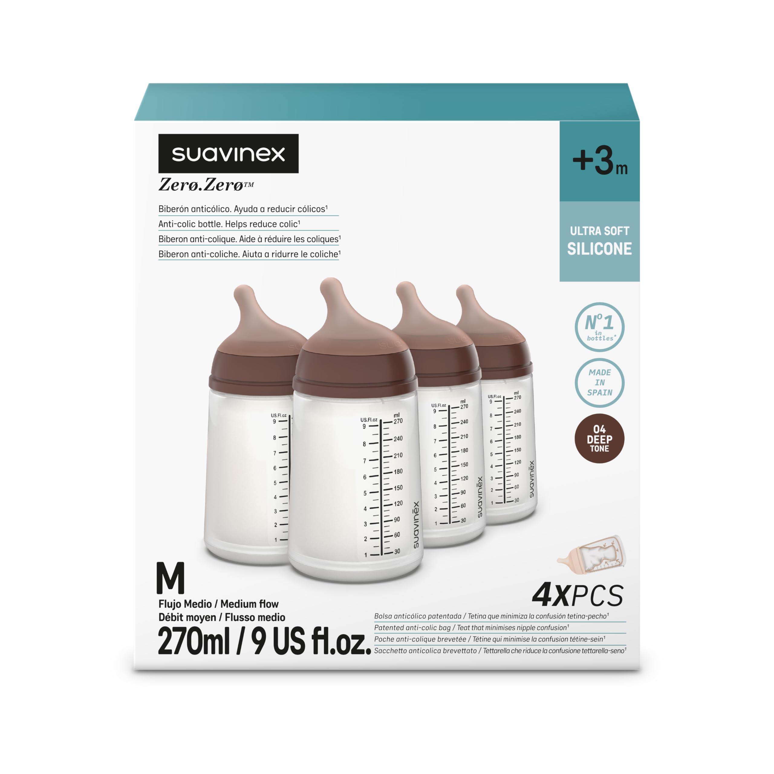 suavinex-pack-4-biberons-anti-colique-zero-zero-270-ml-t-tine-d-bit-moyen-m-sili image 4