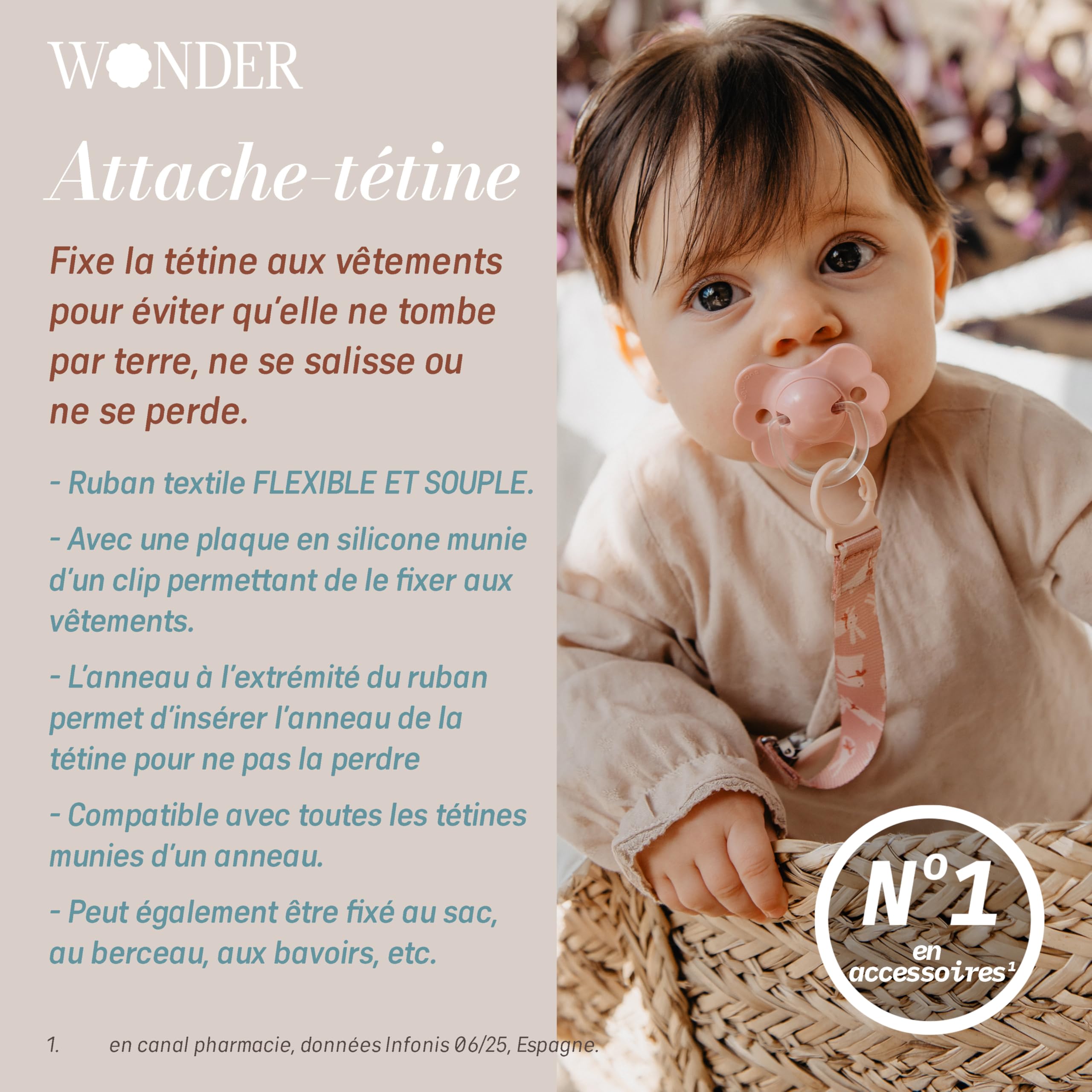 suavinex-attache-sucette-en-tissu-wonderland-rose-lapin-cha-ne-r-versible-avec-c image 3