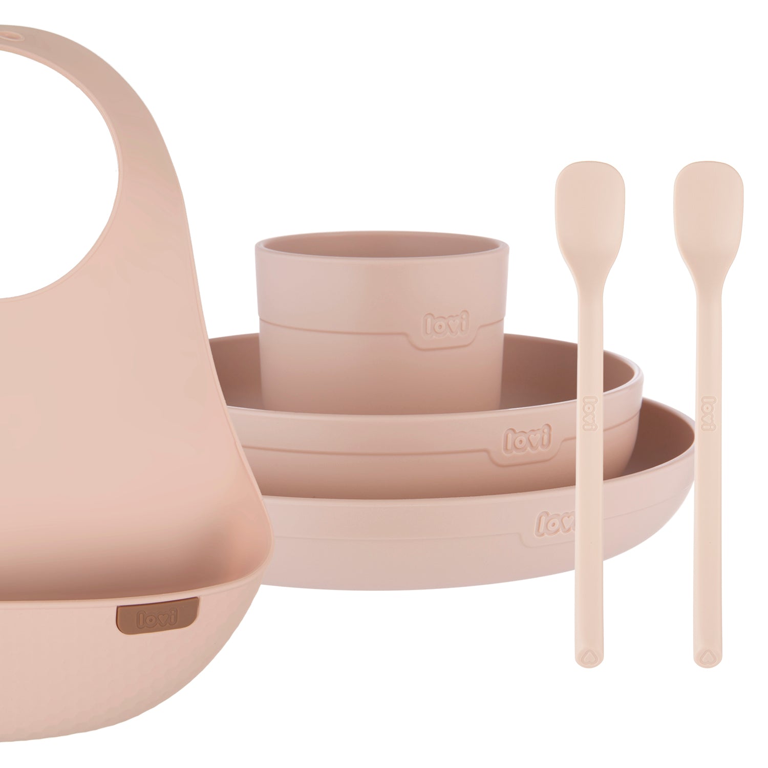 difrax-set-repas-boisson-b-b-nude-assiette-bol-verre-ouvert-cuill-res-d-alimenta image 1