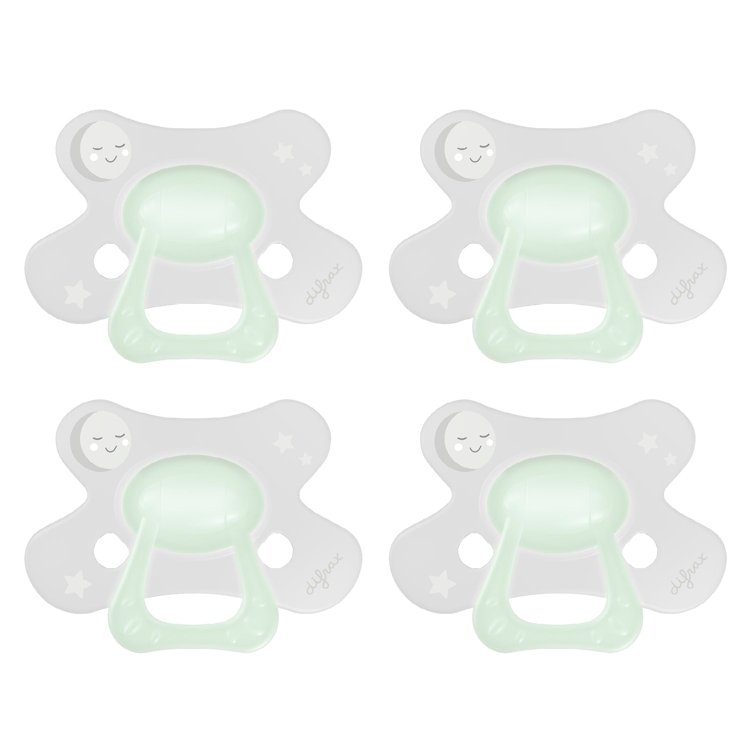 difrax-fopspeen-natural-18-maanden-glow-in-the-dark-lot-de-4-sucettes-silicones- image 1