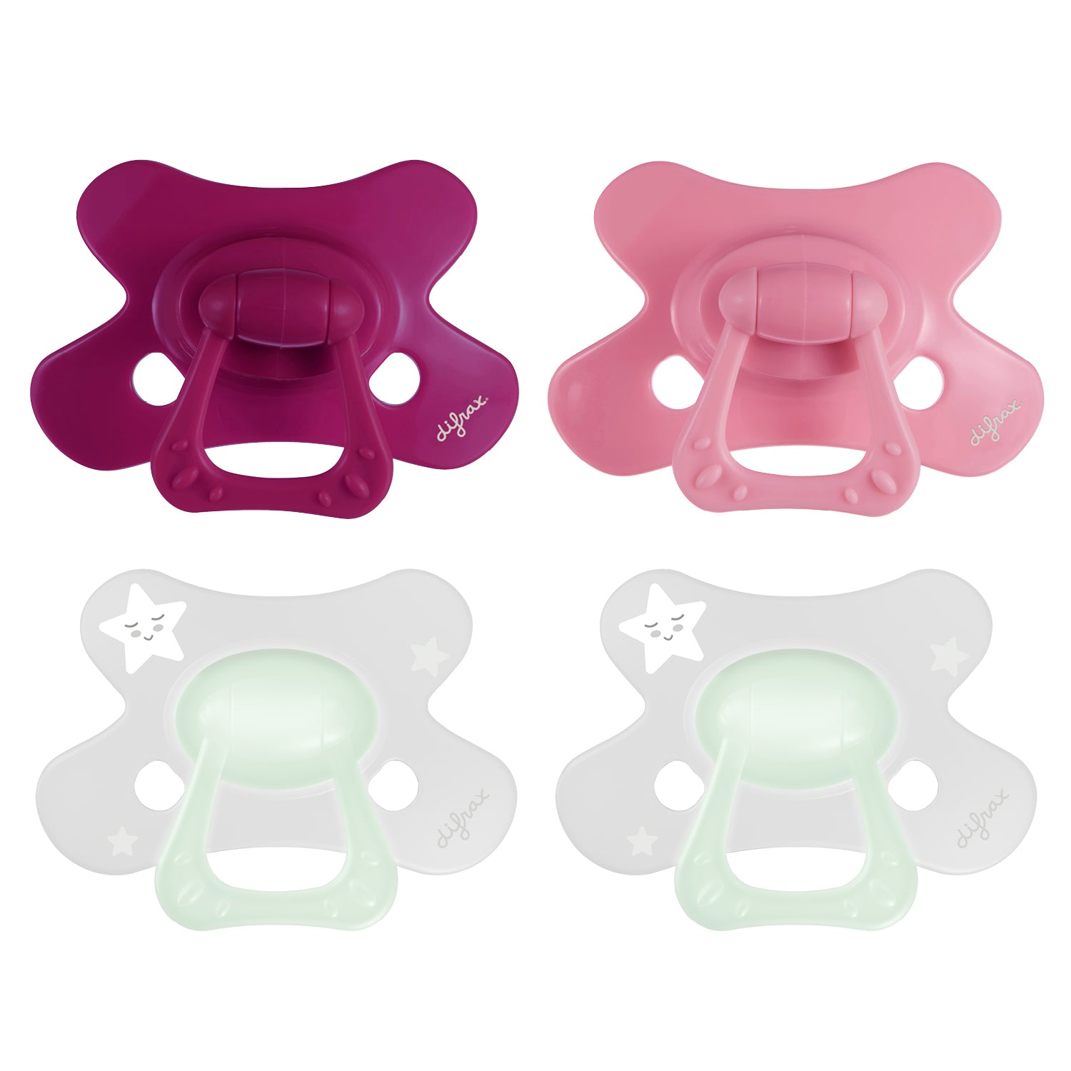 difrax-sucette-natural-12-mois-pure-et-glow-in-the-dark-lot-de-4-phosphorescente image 1