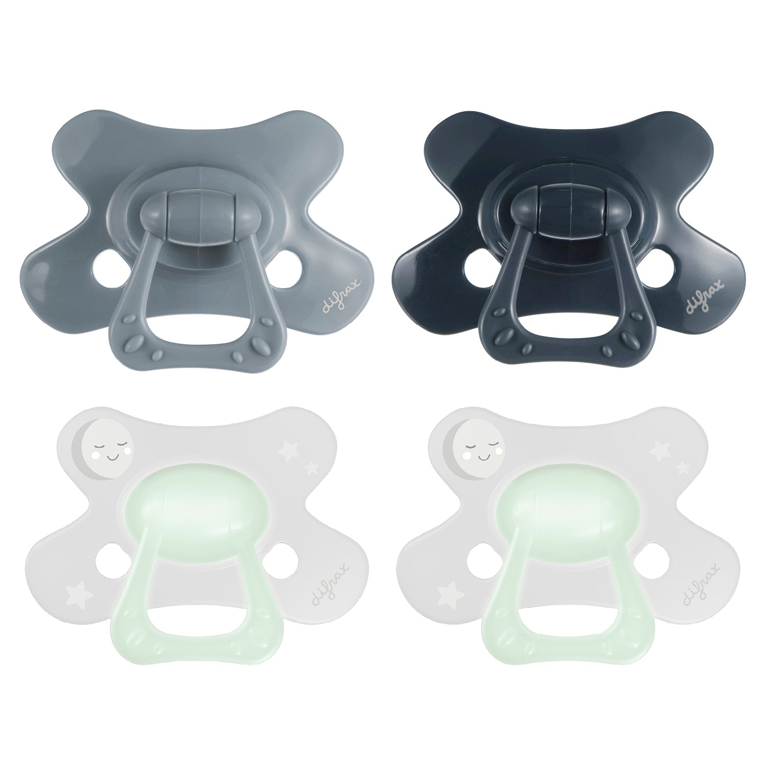 difrax-fopspeen-natural-18m-lot-de-4-t-tines-pure-glow-en-silicone-stone-blackbe image 1