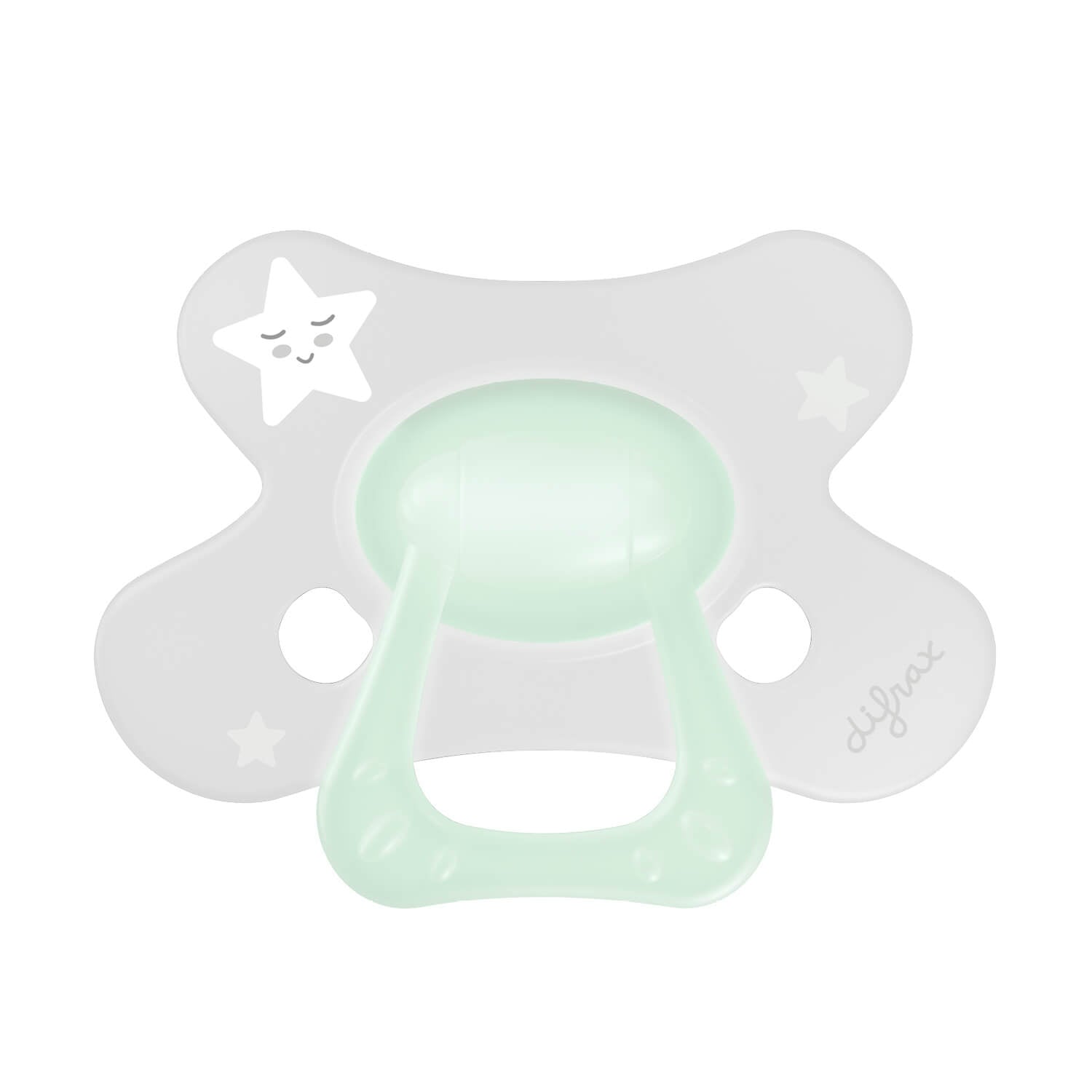 difrax-fopspeen-natural-12-mois-glow-in-the-dark-sucette-phosphorescente-sym-tri image 1